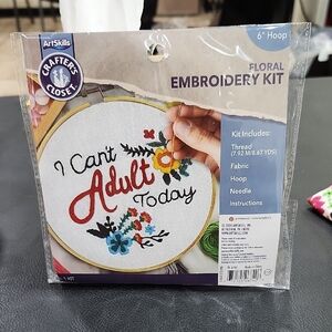 "I CAN'T ADULT TODAY" EMBROIDERY KIT with HOOP